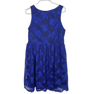 Forever 21 Girls Blue Lace Fit & Flare Dress Size 9/10 Sleeveless Party